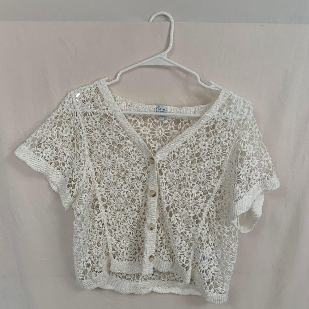 Francesca's Medium Short-Sleeve Crochet Cardigan